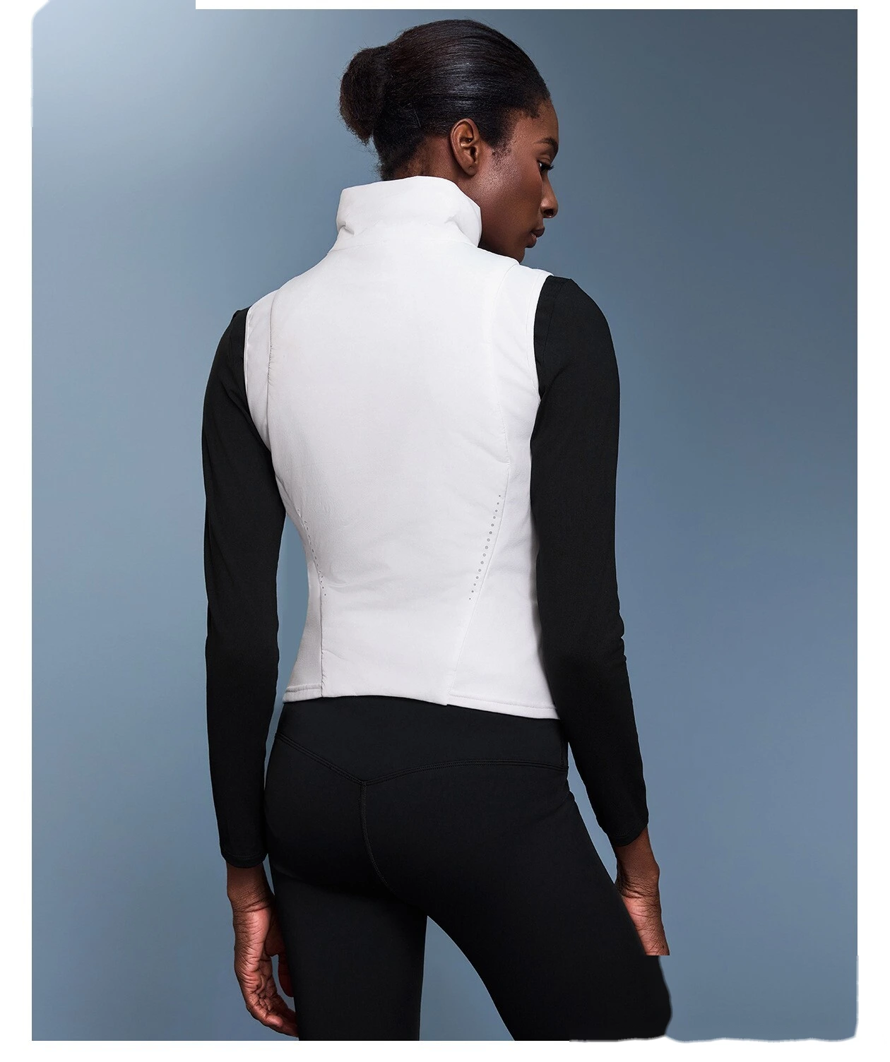 Custom autumn and winter stand collar windproof vest women's short lightweight cashmere warm cotton vest. detail