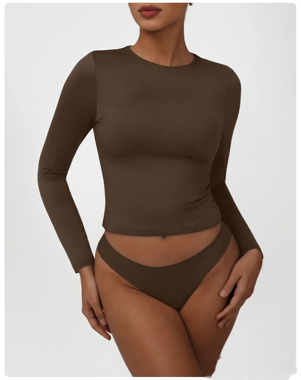 Customized skims new high-elastic dance training sports fitness clothes tight yoga long-sleeved T-shirt detail