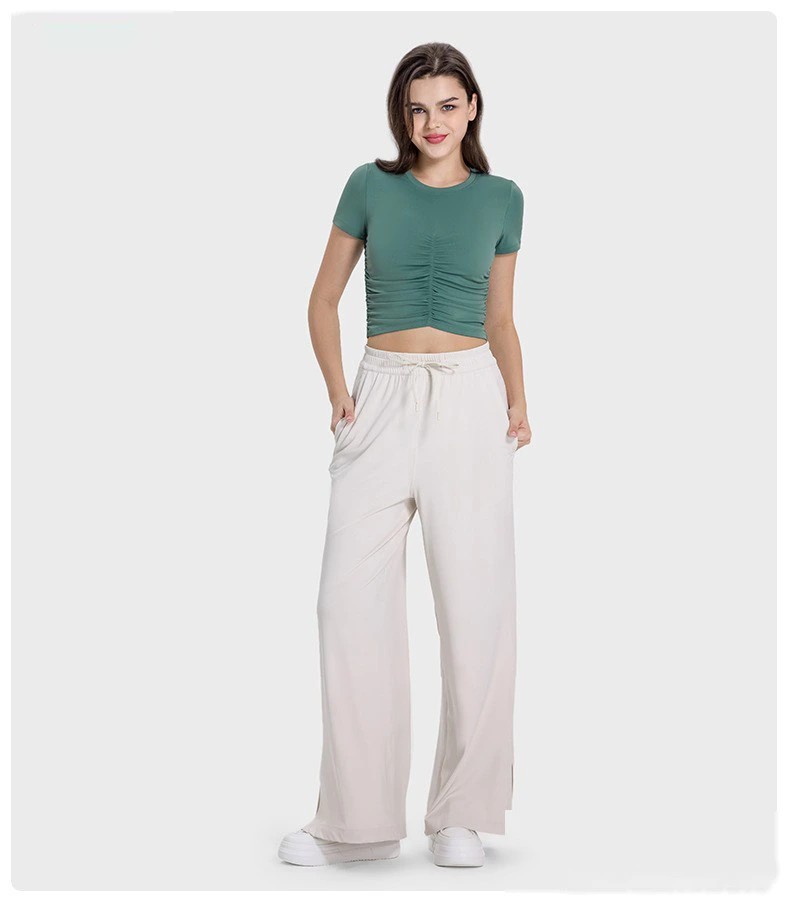 Customized folding movement short-sleeved slim slimming short yoga top woman detail