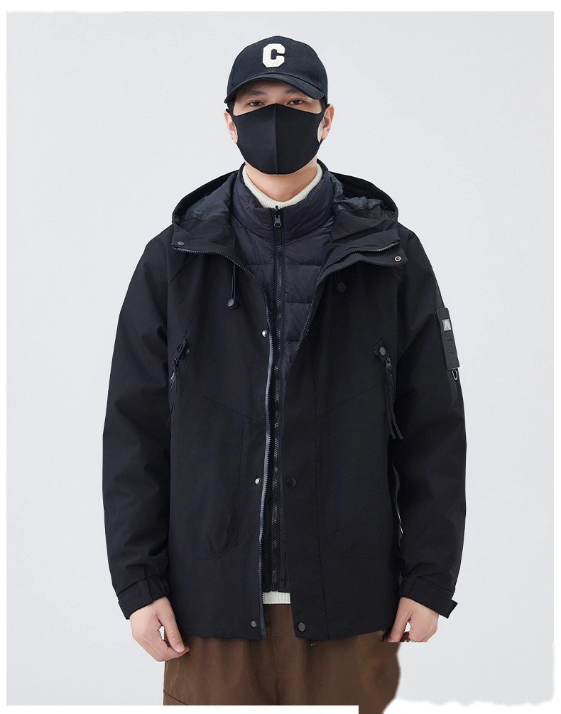 Customized jacket down three-in-one men's windproof waterproof fleece liner coat mountaineering suit detail
