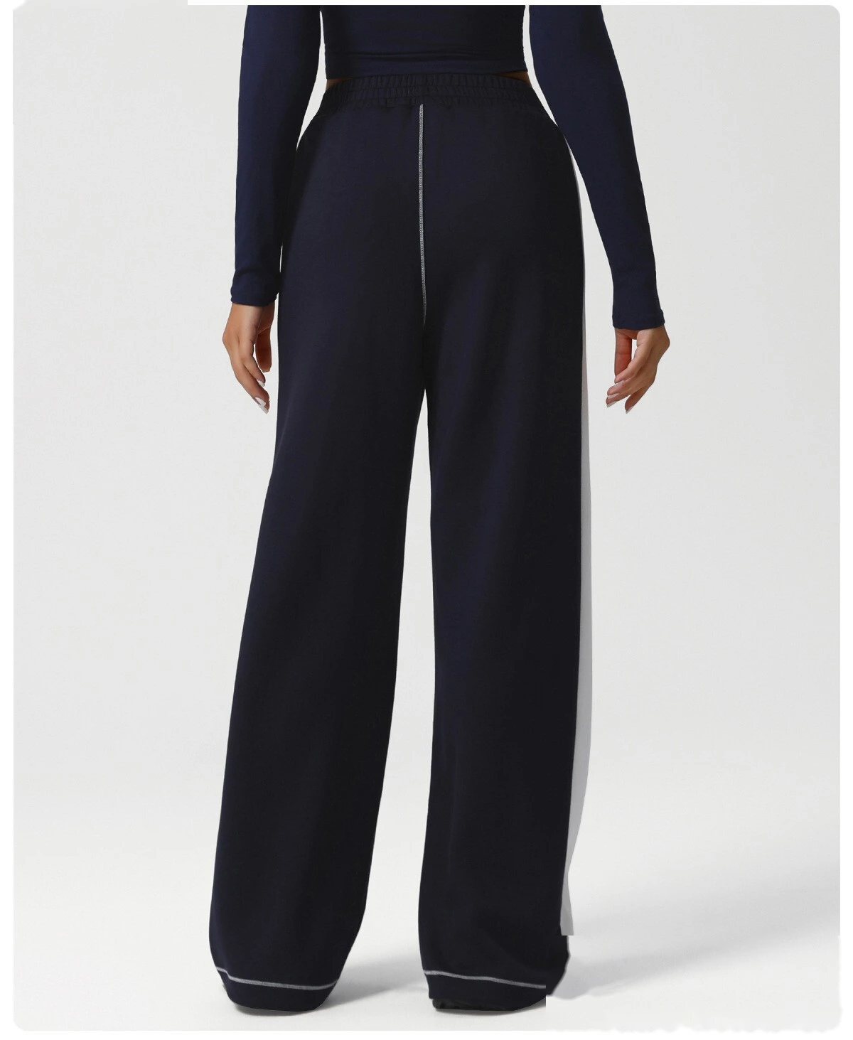 Customized European and American contrast yoga wide-leg pants loose sports casual pants fitness pants detail
