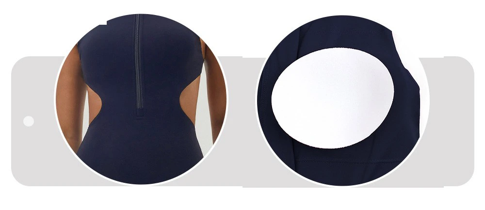 Customized sexy yoga jumpsuit shaping slim zipper stand collar sports jumpsuit shorts fitness suit detail
