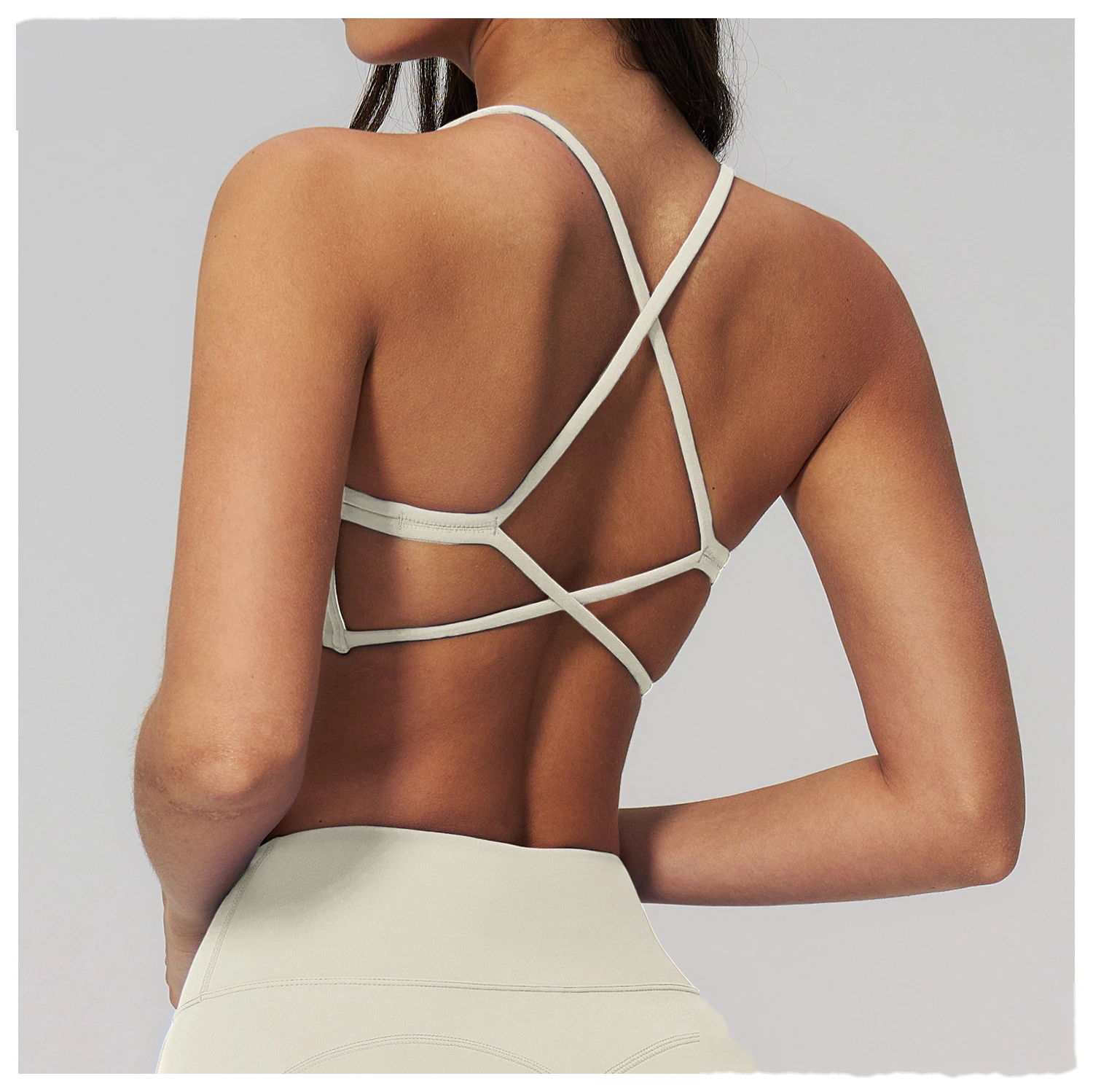 Sports suit women's beautiful back yoga suit tight micro-pull fitness suit detail