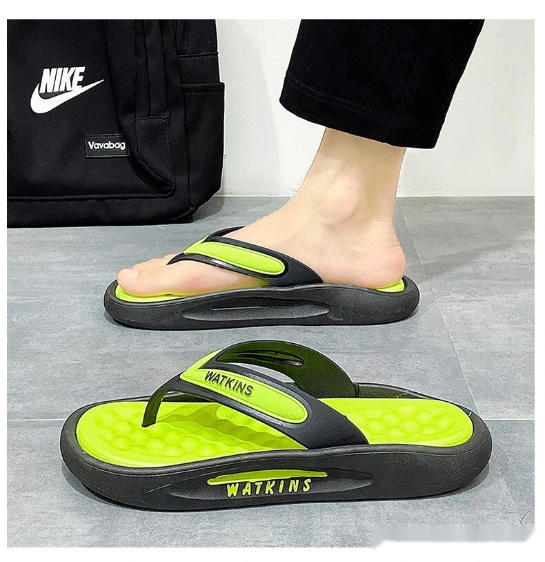 Custom flip-flops outdoor thick-soled fashion beach men's shoes soft-soled pinch couples sandals. detail