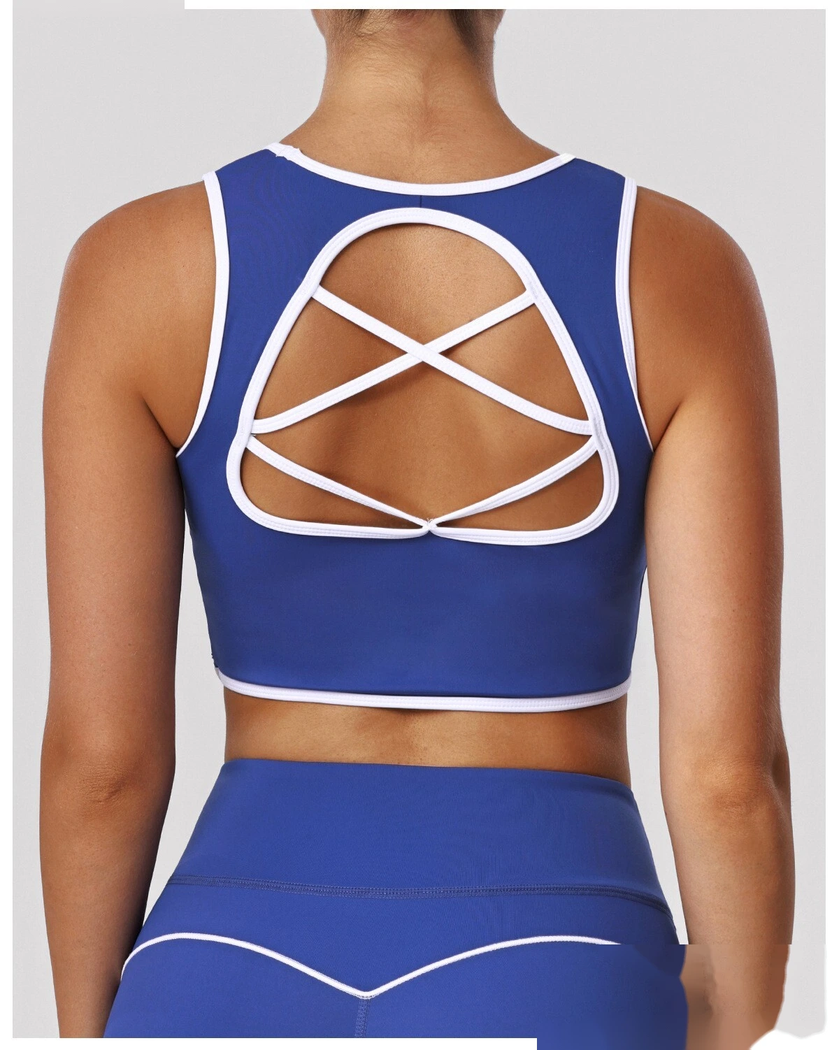Bulk Custom Color Block Beauty Back Sports Bra - Padded High Support Shockproof Yoga Gym Running Activewear detail