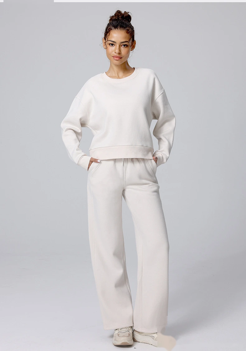 Custom autumn and winter high waist yoga pants casual straight wide-leg pants running plus velvet sports pants women detail