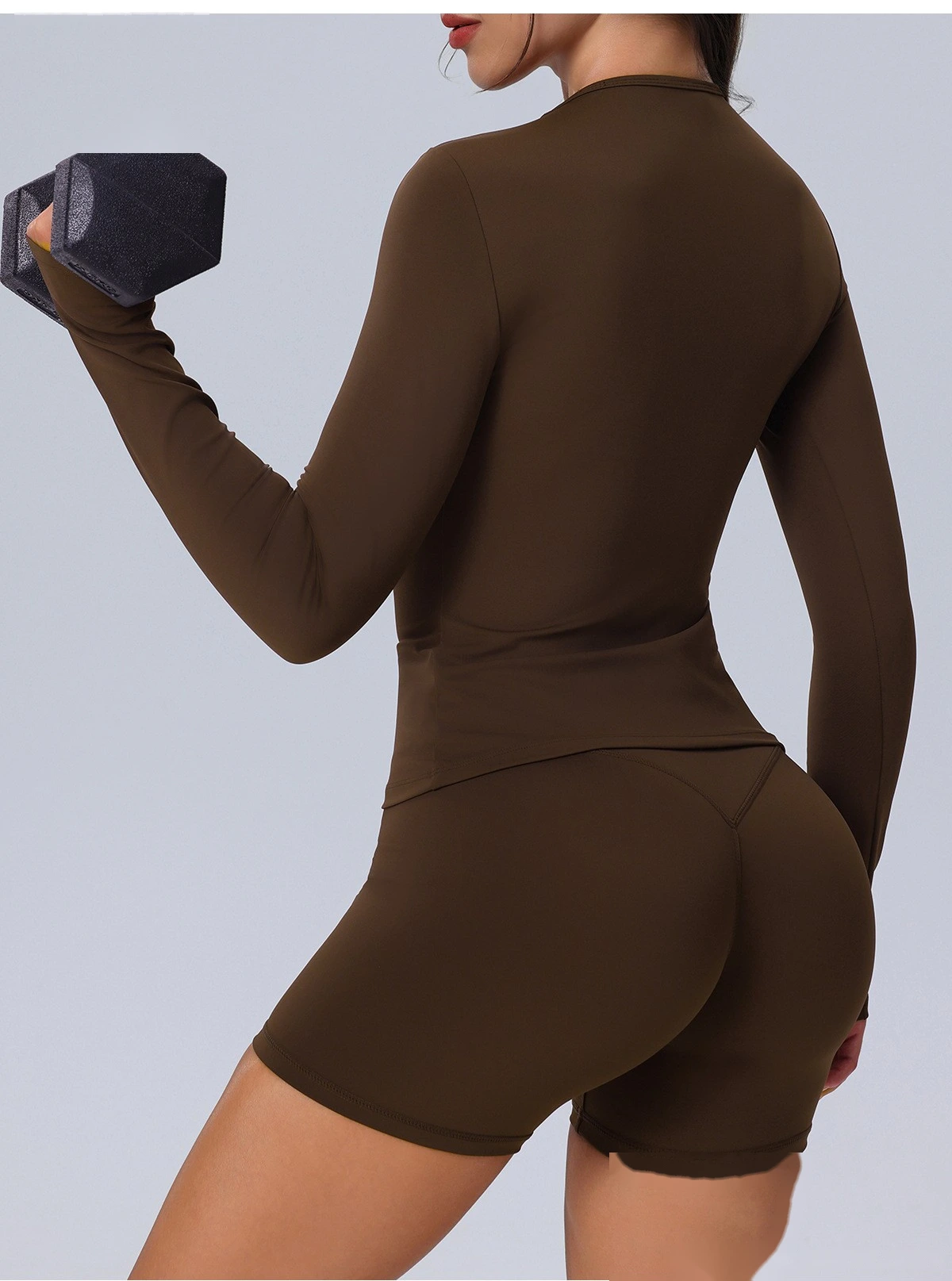 Customize tight-fitting long-sleeved yoga clothes for women's outdoor running T-shirts and elastic fitness clothes tops detail