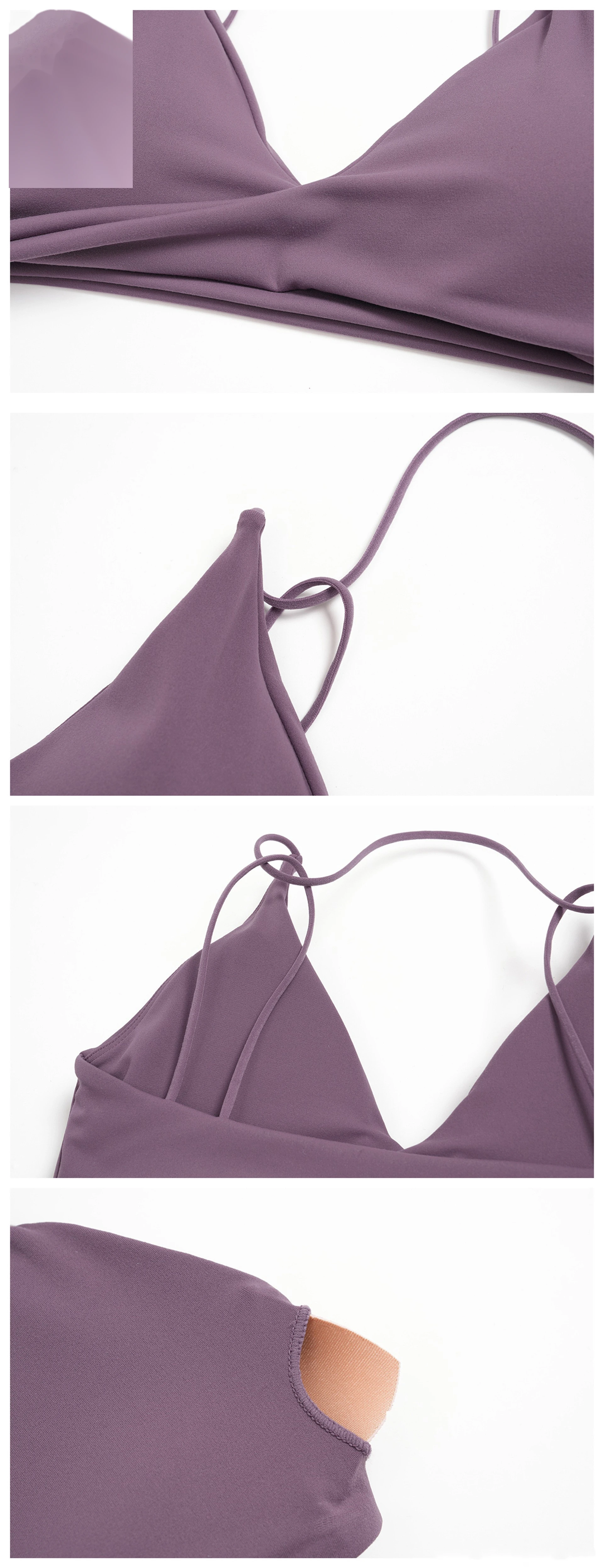 Custom V-Neck Sports Bra - Women's Thin-Strap Beauty Back Yoga Fitness Workout Bra detail