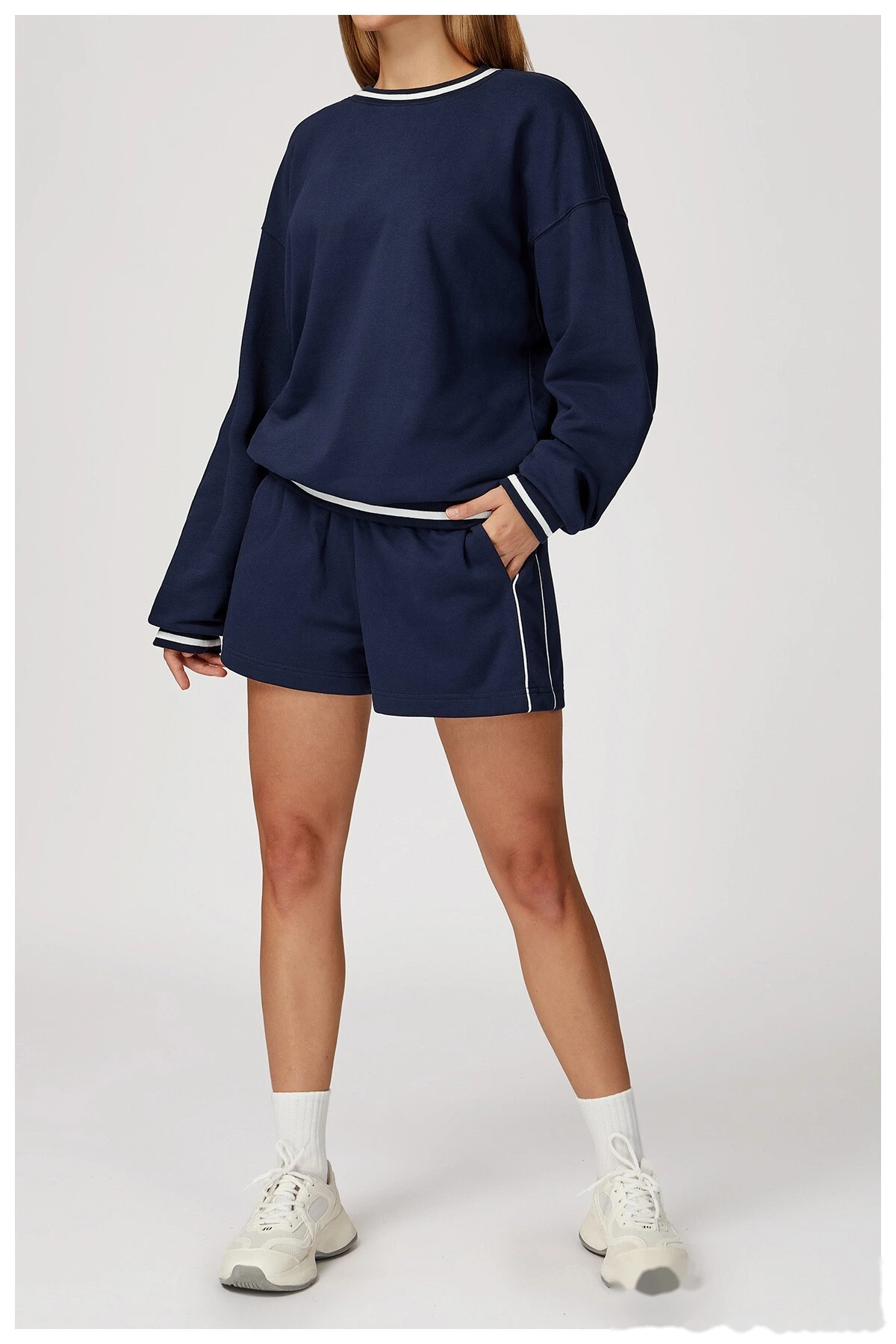 Customized contrast sports shorts, high waist, loose pocket pants, outdoor leisure and comfortable shorts. - allni detail