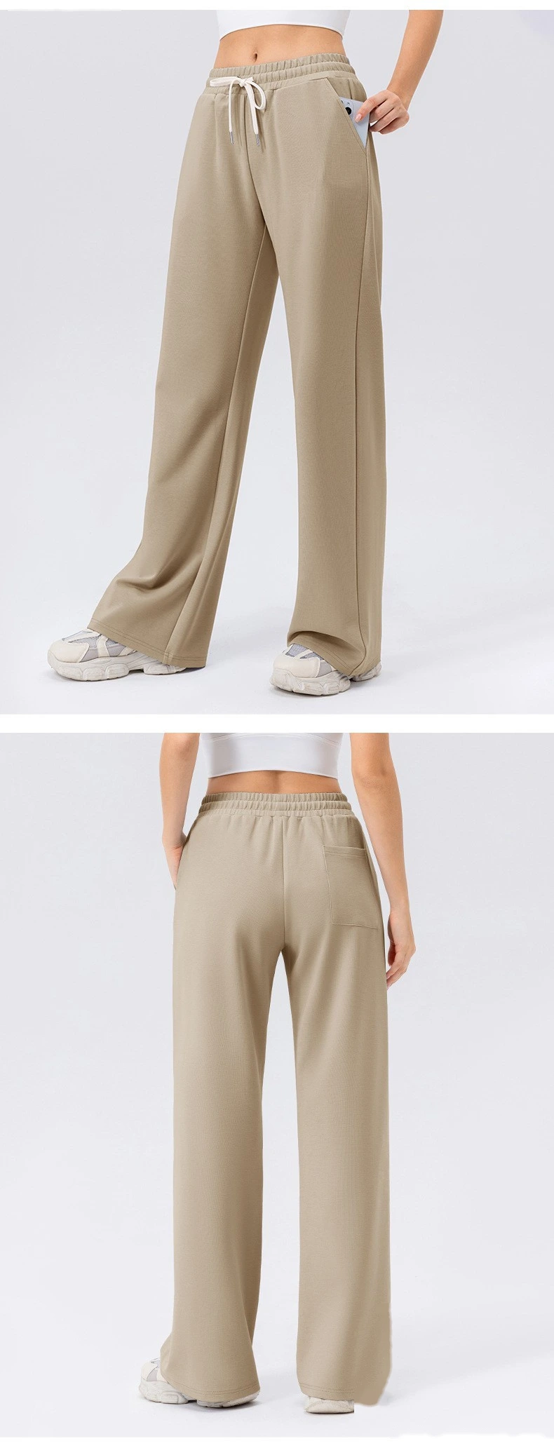 Custom autumn and winter wide-leg leisure sports pants women's high waist loose outdoor running fitness pants detail