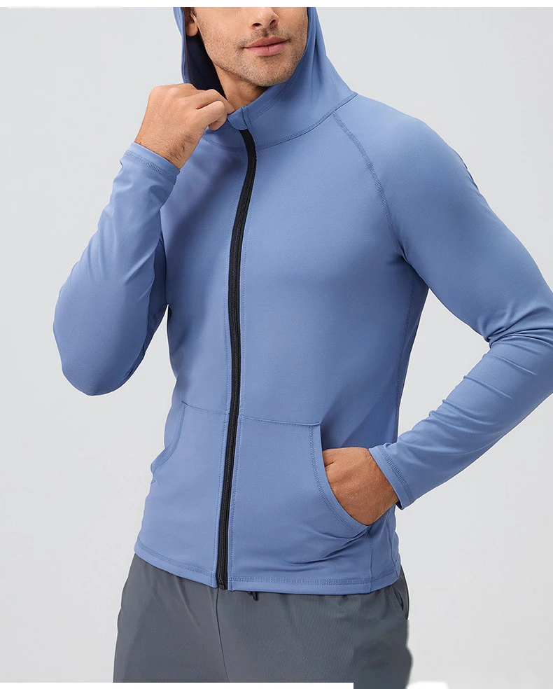 Customized fitness clothes long sleeve quick-drying running men's coat for autumn and winter sports detail