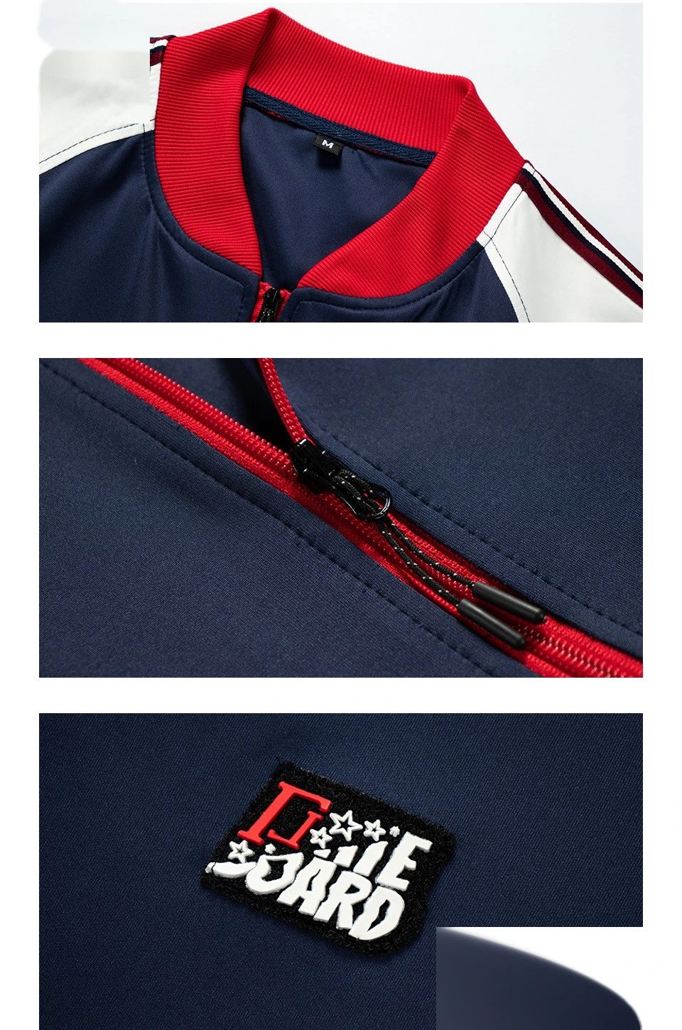 Mens sports jackets full zip color block stripe sweatshirts detail