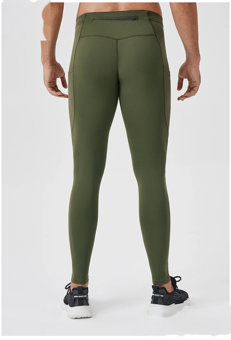 Customized men's yoga pants with high elasticity and tight fitness pants detail