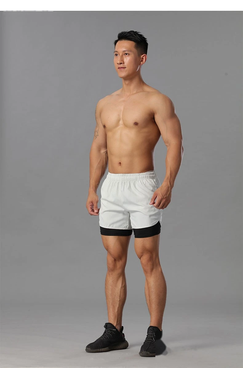 Sports 2 in 1 marathon training running quick dry loose athletic shorts detail