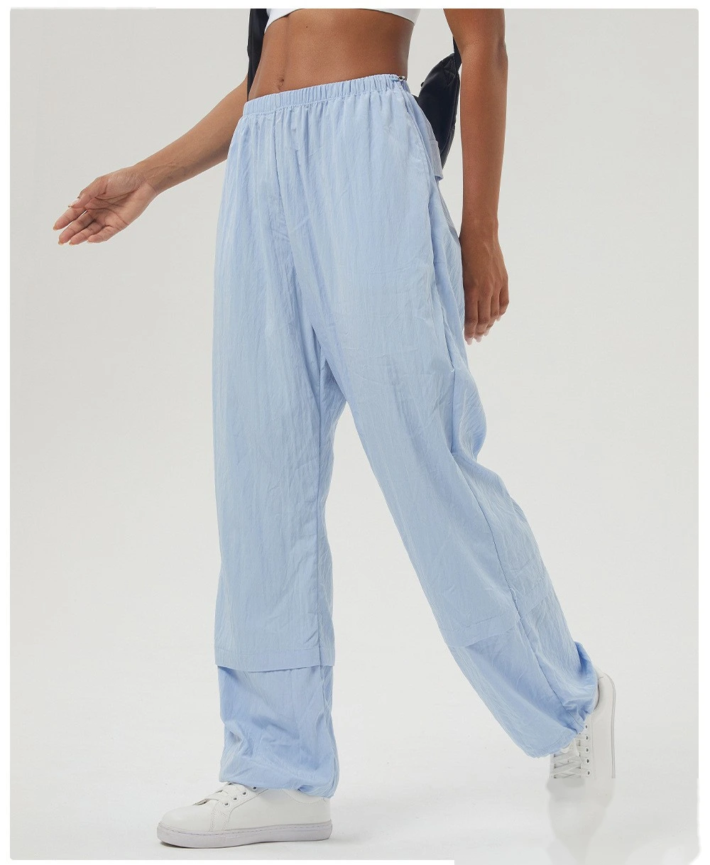Custom-made loose casual overalls women's high-waisted leg straight pants autumn and winter outdoor sports pants detail