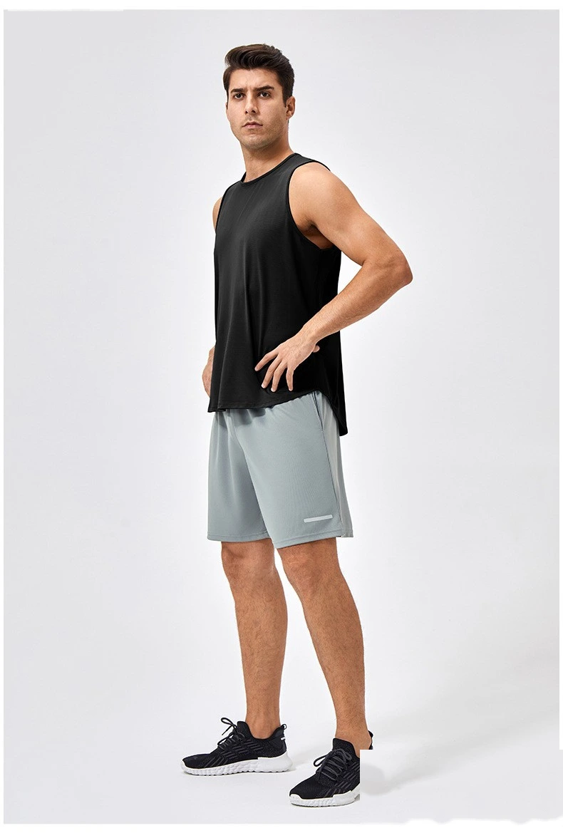 Customized men's breathable and comfortable high-elastic sports fitness vest detail