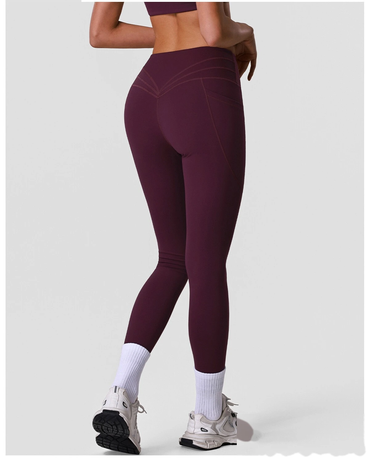 Women’s High Stretch Yoga Pants Butt Lifting Tummy Control with Side Pockets Quick Dry Fitness Sports Leggings detail