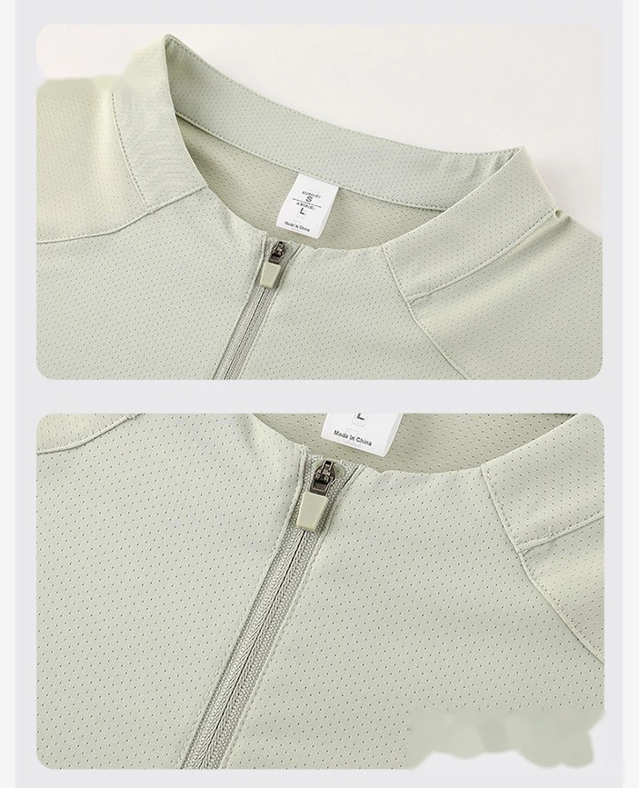 Collar zipper fitness clothes loose leisure running training exercise short sleeve quick-drying T-shirt male detail