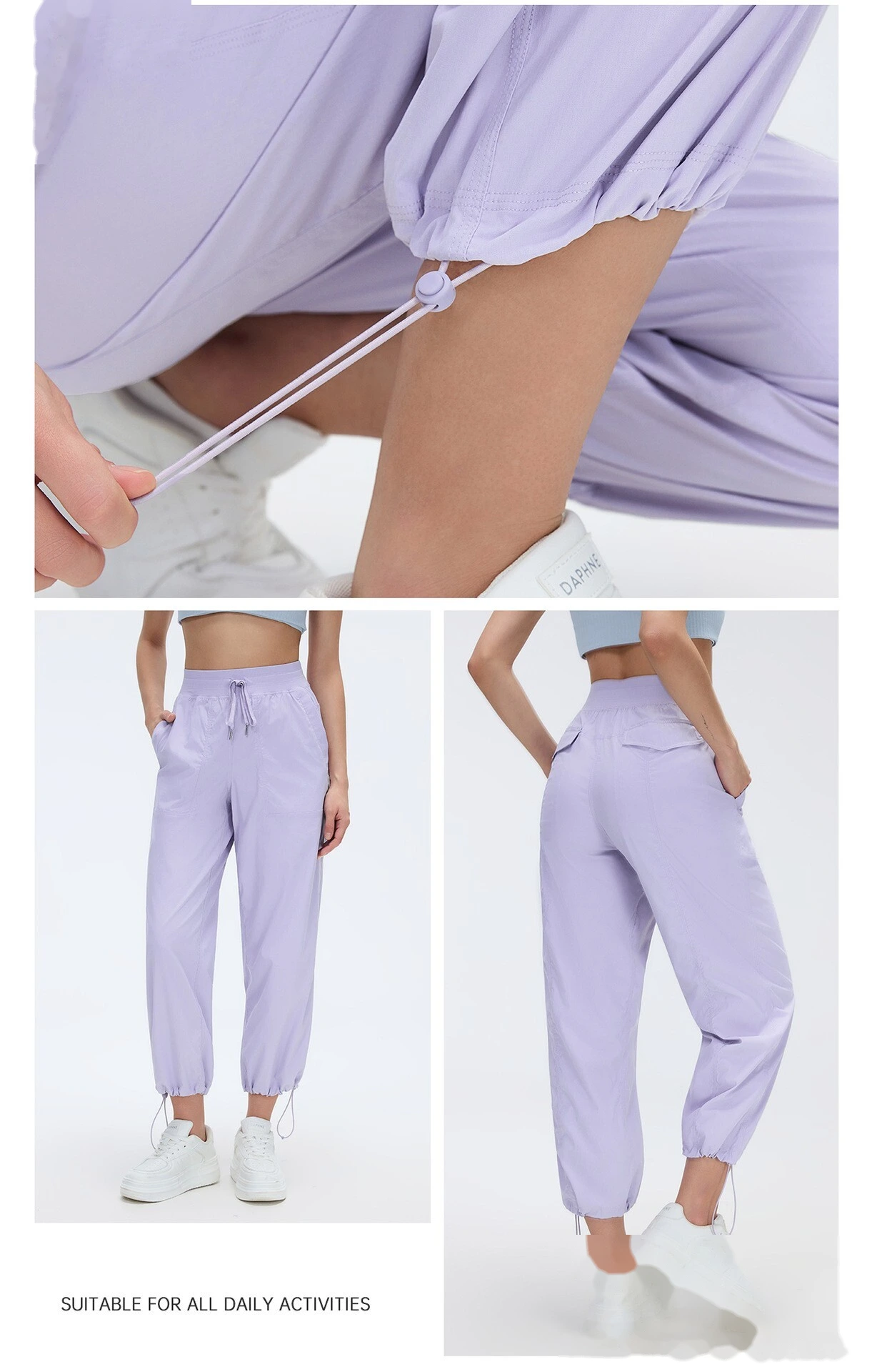 Custom Women's Lightweight Quick Dry Athletic Pants Loose Fit 2-Wear Joggers Sweatpants for Workout Running detail