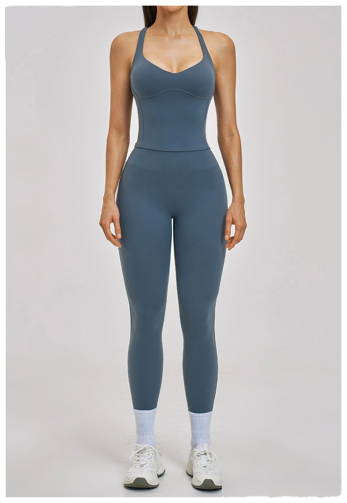 Women’s Crisscross Back Yoga Set Beauty Back Sports Vest & Workout Tight Leggings Fitness Outfit detail