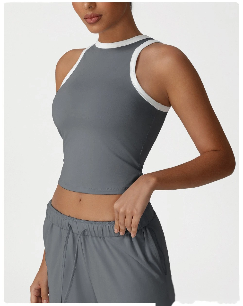 Customized high elastic slim vest running underwear new fashion contrast top fitness sports vest detail