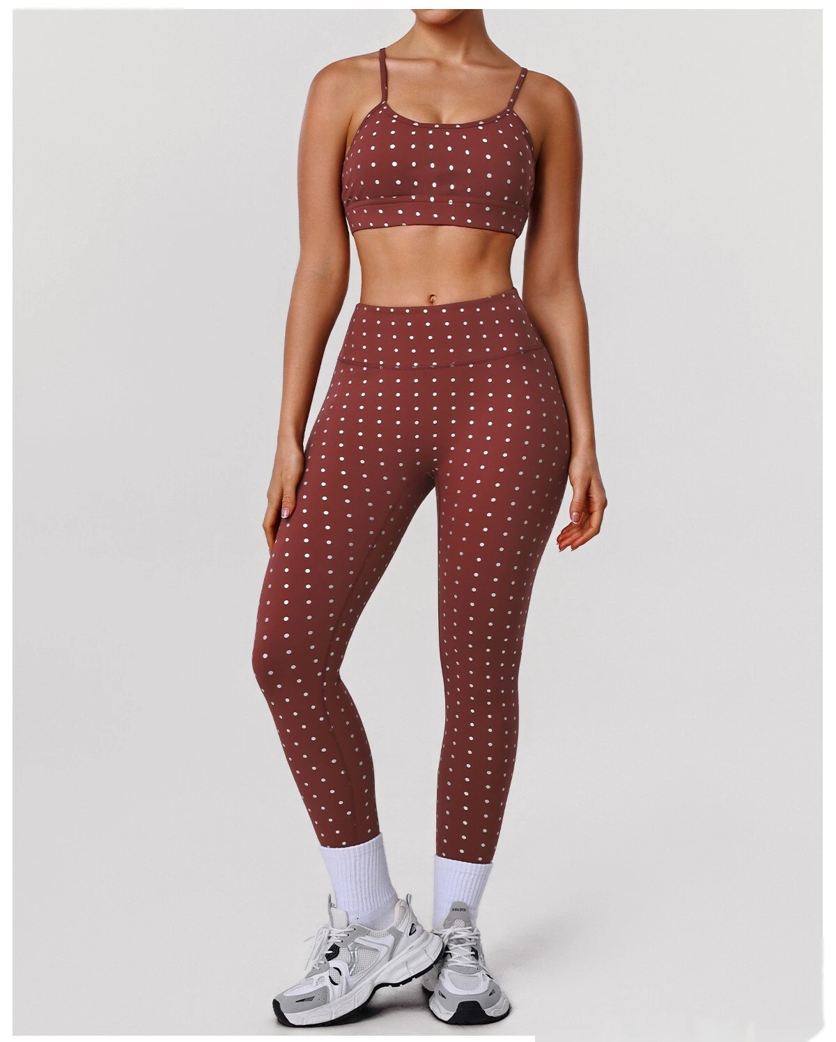 Bulk Custom Silver Polka Dot Yoga Leggings - Factory Direct High-Waisted Tights Products detail