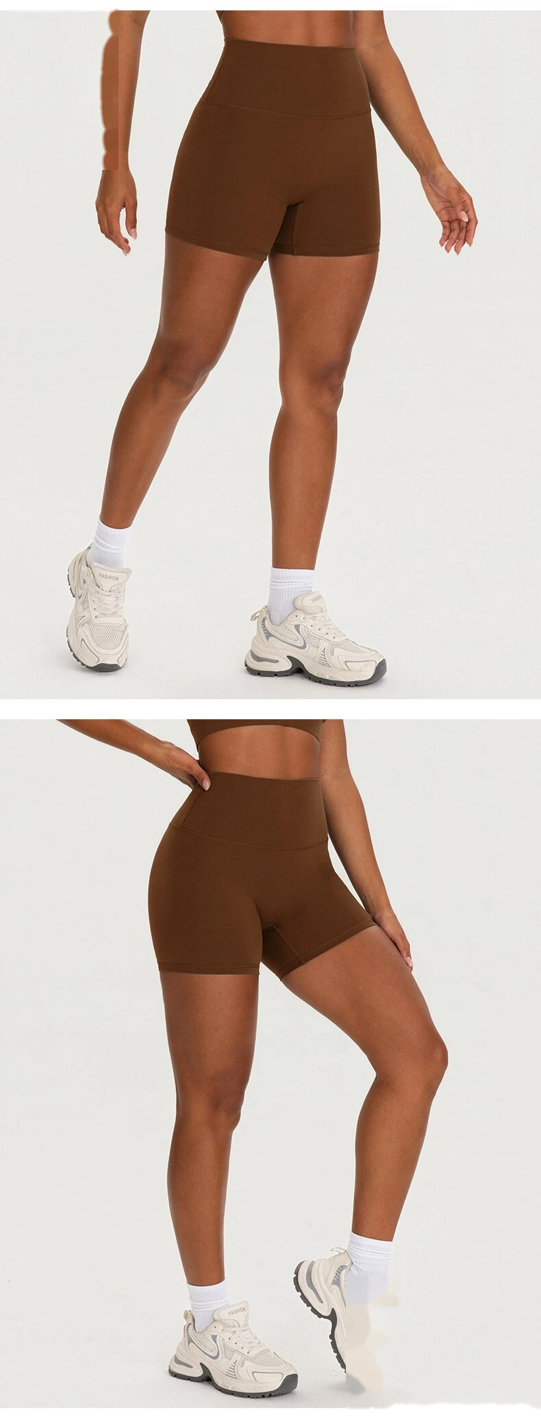 Women’s Breathable Tight Sports Shorts with Pockets Custom Quick Dry High Stretch Yoga Gym Shorts detail