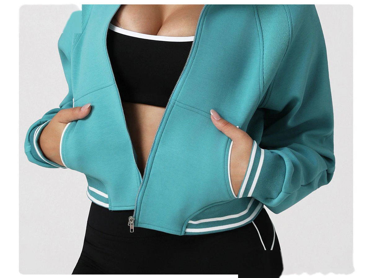 Women's Custom Thickened Color-Block Hooded Jacket for Autumn-Winter | Warm, Ideal for Yoga & Fitness detail
