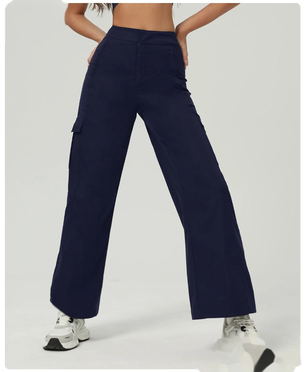 American loose sports pants pocket straight casual pants wearing wild sports dance overalls female detail