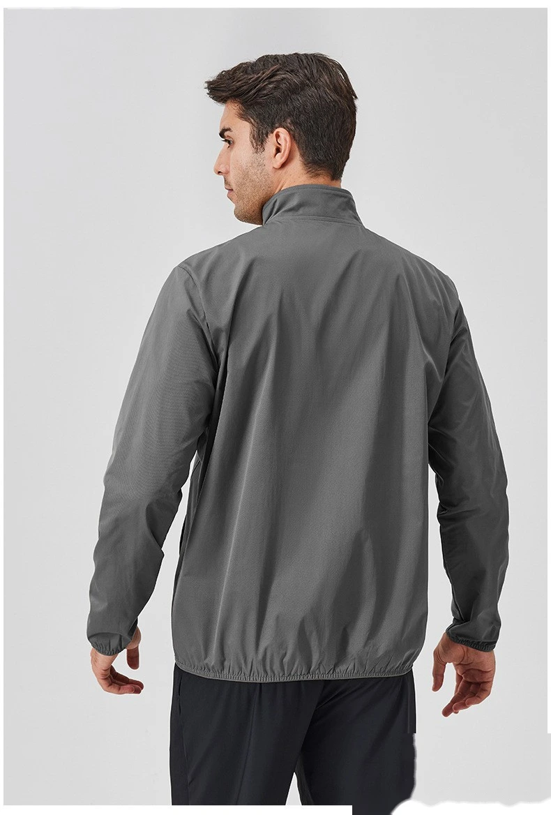 Custom autumn and winter sports coat stand collar zipper jacket outdoor windproof long sleeve cardigan running fitness detail