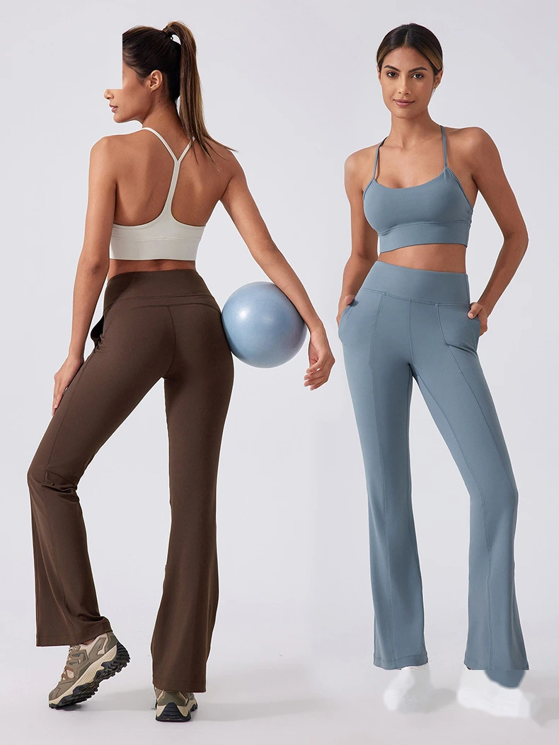 Custom-made women's high-waist hip-lifting wide-leg bell-bottoms exercise fitness yoga pants without embarrassment. detail