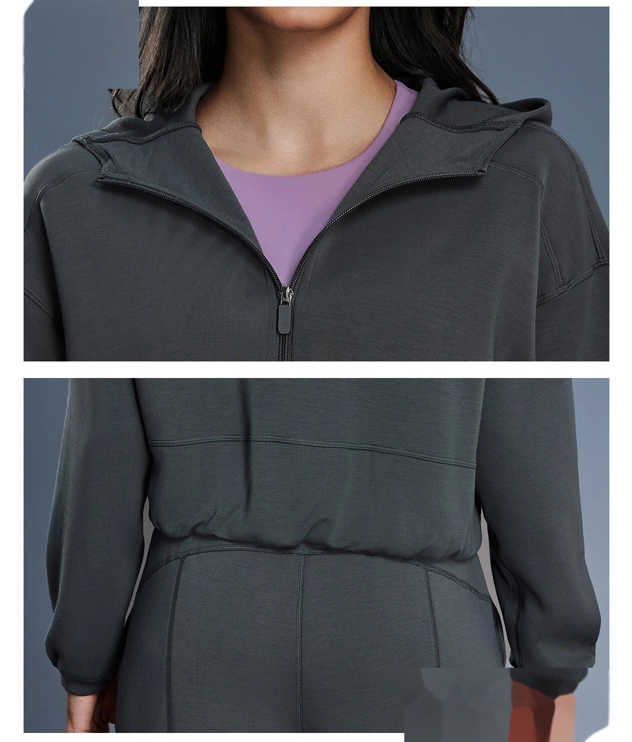 New Custom Women's Zip-Up Hooded Jacket - Casual Sportswear for Running & Workout detail