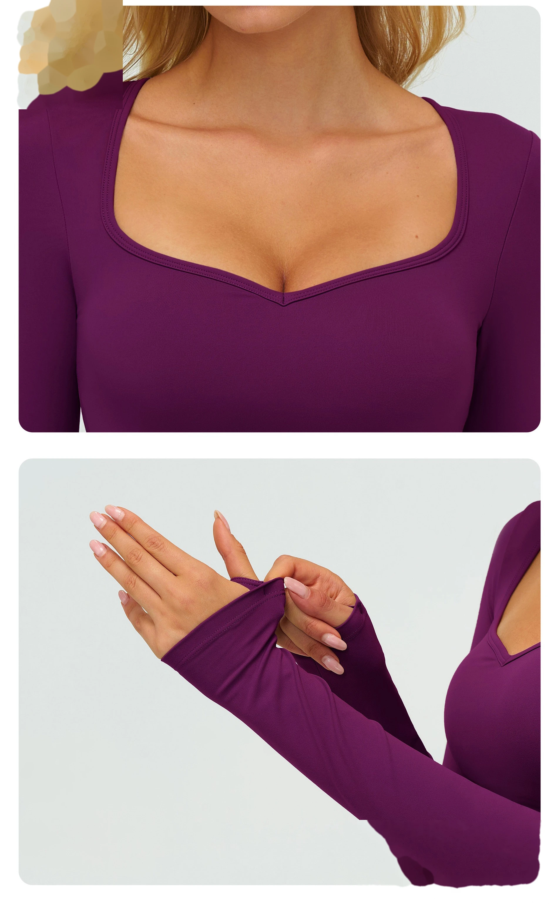 Women's High-Elastic Yoga Shirt - Customizable Slim-Fit Long Sleeve Workout Top for Running, Fitness & Casual Outings detail