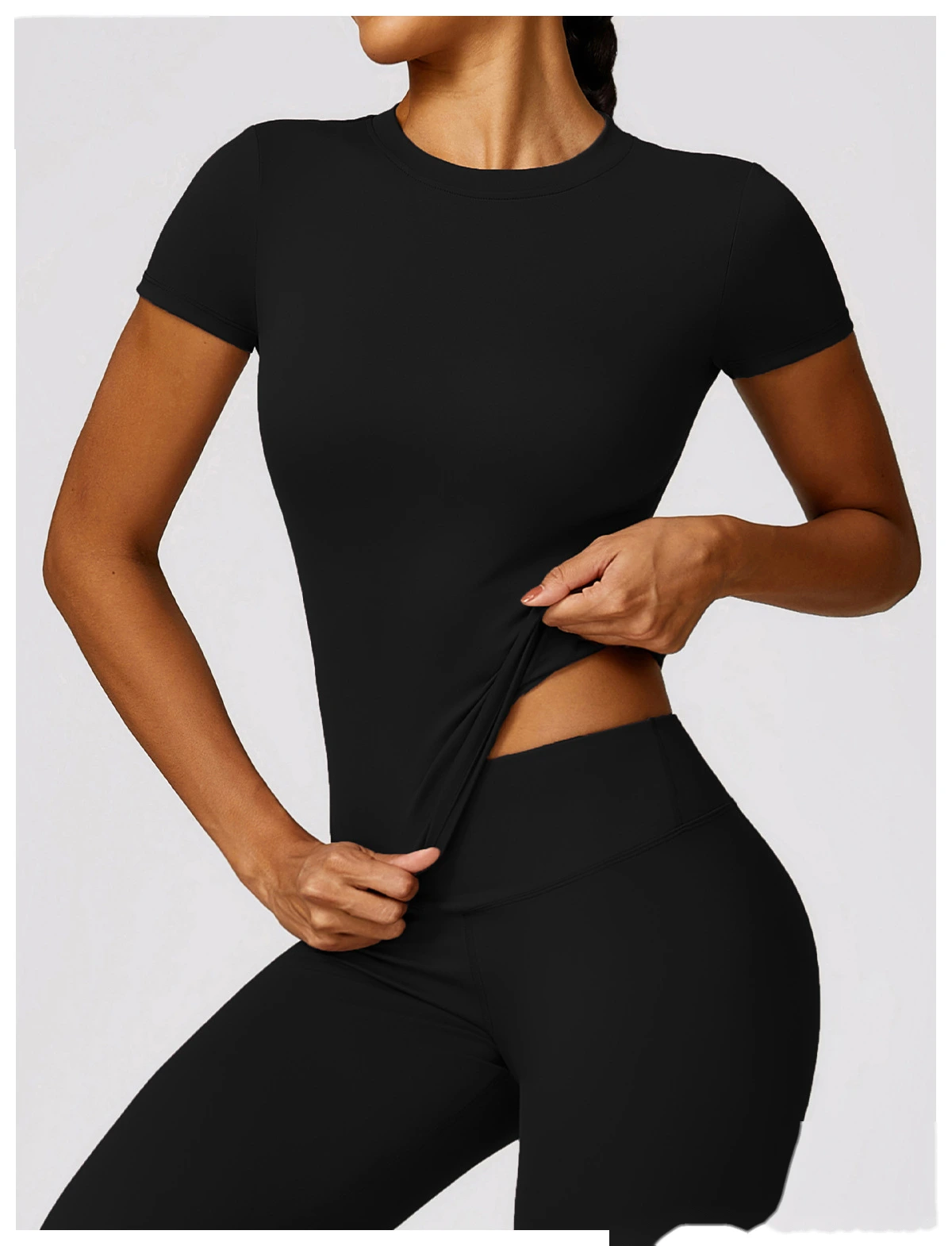 Women’s Custom Spring Summer Short Sleeve T-Shirt High Stretch Yoga Top Fitness Workout Running Tee detail