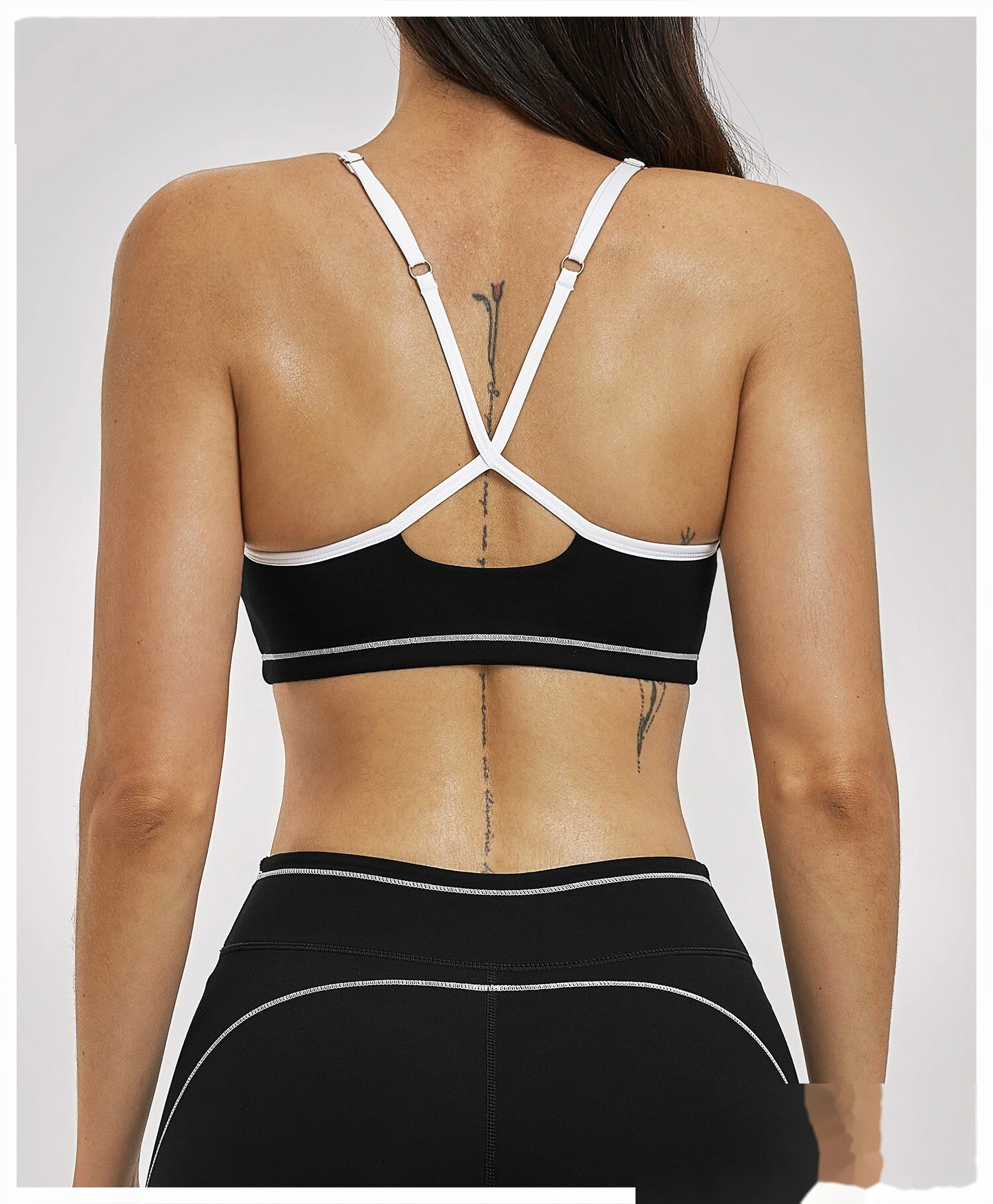Custom Women’s Color Block Beauty Back Sports Bra Medium Support Yoga Gym Bra detail