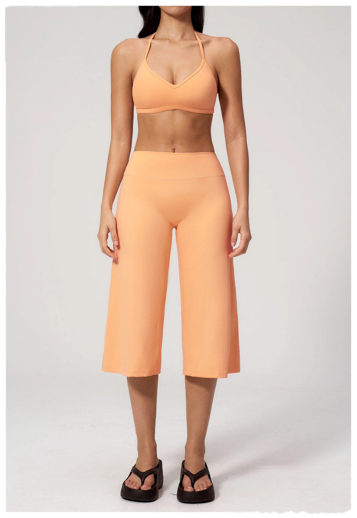 Beauty Back Shockproof Sports Bra Yoga Set, High Waist Wide Leg Seven Points Pants Fitness Suit detail
