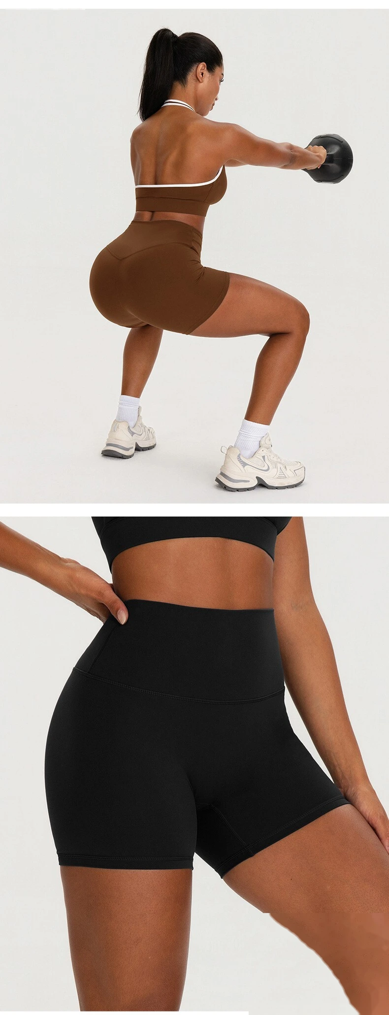 Women’s Breathable Tight Sports Shorts with Pockets Custom Quick Dry High Stretch Yoga Gym Shorts detail