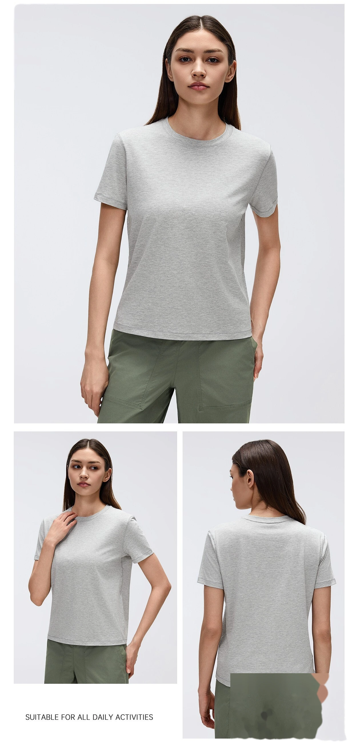 Bulk Custom Crew Neck Sports Top - Women's Summer Quick-Dry Lightweight Pilates Yoga Gym Running Activewear detail