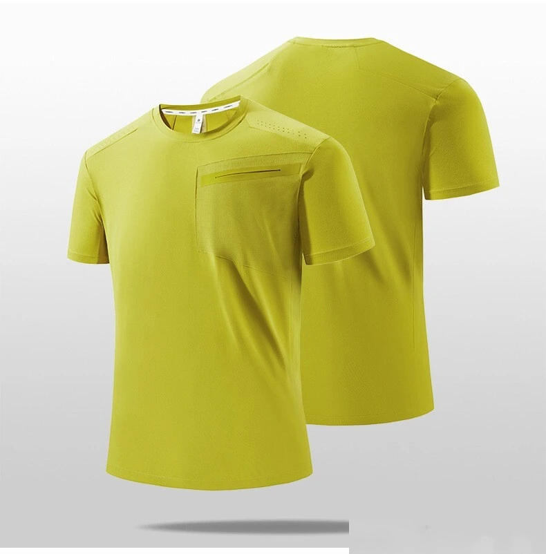 Customized ice silk thin short-sleeved T-shirt men's loose leisure sports seamless cool breathable quick-drying clothes detail