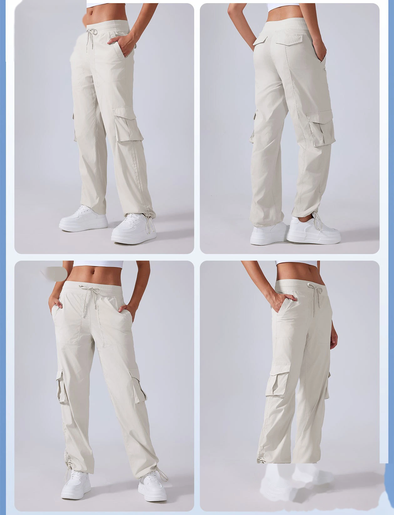 Customized outdoor running pants light and quick-drying multi-pocket wide-leg tooling leisure fitness pants detail