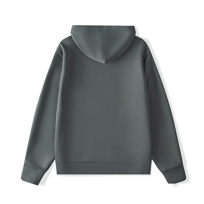 Fall/winter pullover sports hooded sweater solid color pocket loose long sleeve leisure trend air layer sweater detail