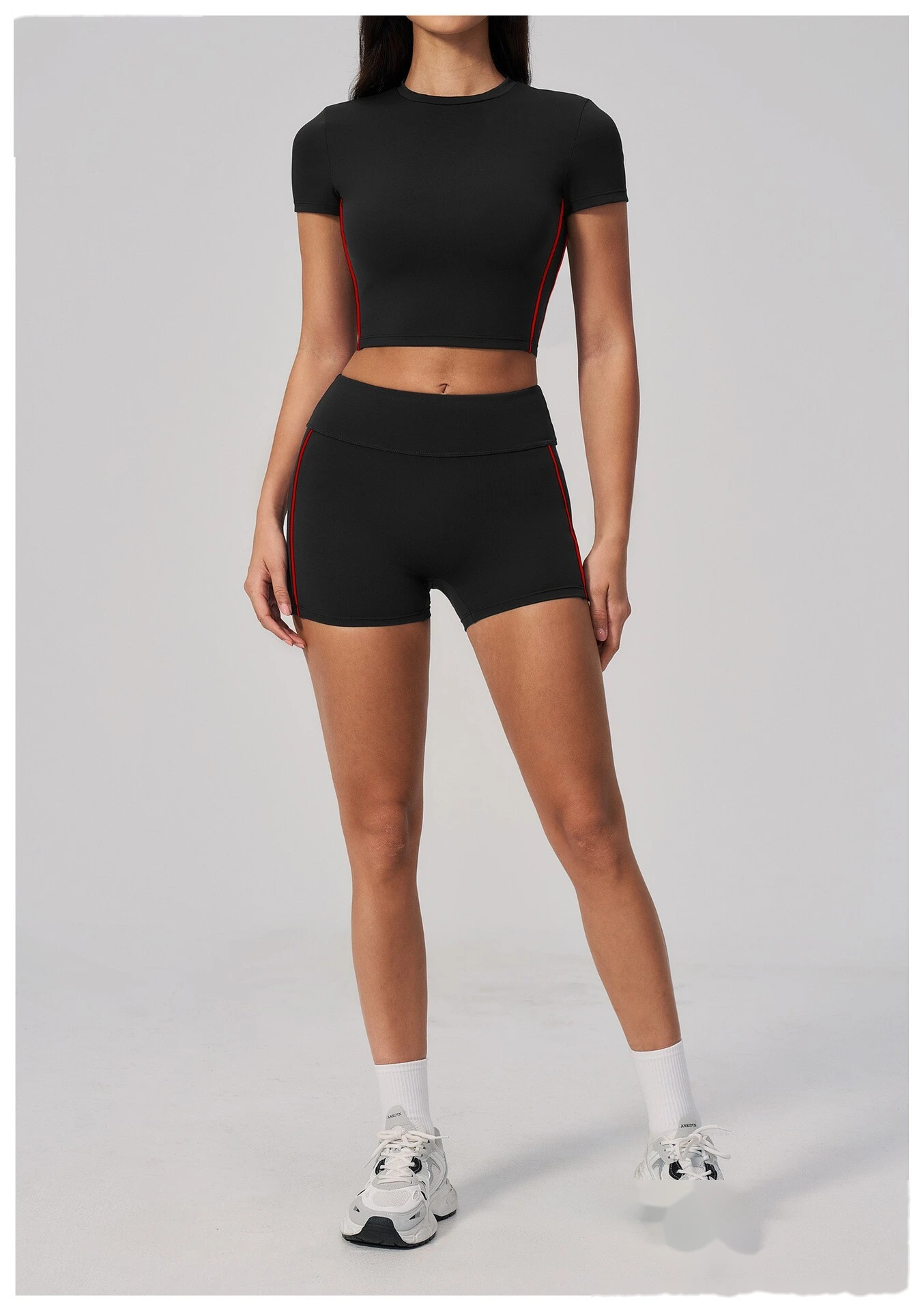 Custom Women Short Sleeve Yoga Top, Summer Cropped Tight Fitness T-shirt Quick Dry Sports Workout Tee detail