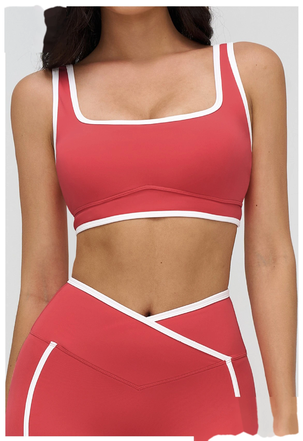 Custom Buttery Soft Yoga Set - Women's Color Block Tight Sports Bra for Outdoor Running & Fitness detail