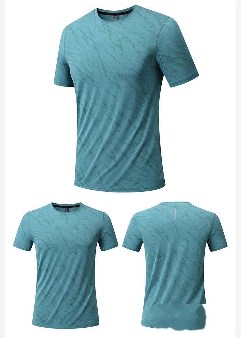 New Arrival Men’s Summer Short Sleeve T-Shirt Quick Dry Breathable Crew Neck Workout Running Top detail