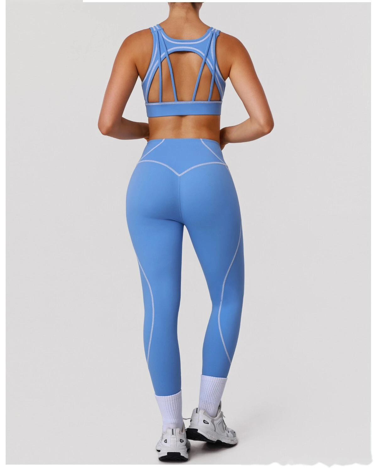 Custom Color Block Yoga Sports Bra - Shockproof Cutout Open Back Padded Workout Tank Top detail