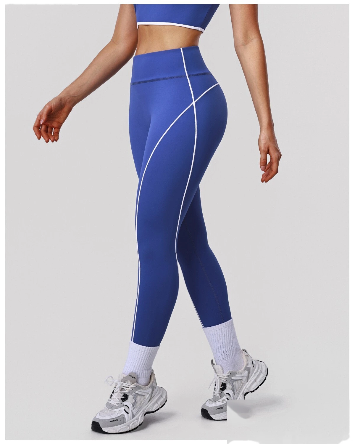 Custom Color Block Nude Feel Yoga Set - Women's High-Waisted High-Stretch Leggings for Gym Running Fitness detail