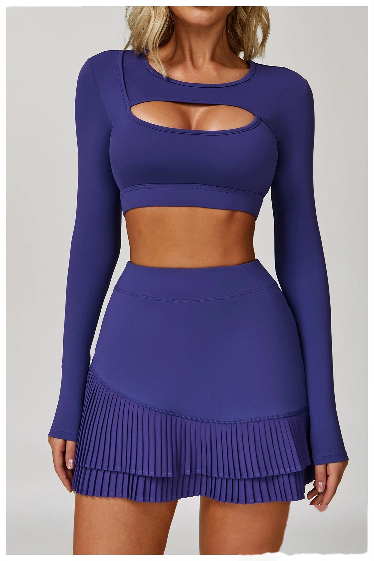 Customized tight-fitting yoga long sleeve earthquake-proof exercise hollow T-shirt running fitness yoga top detail