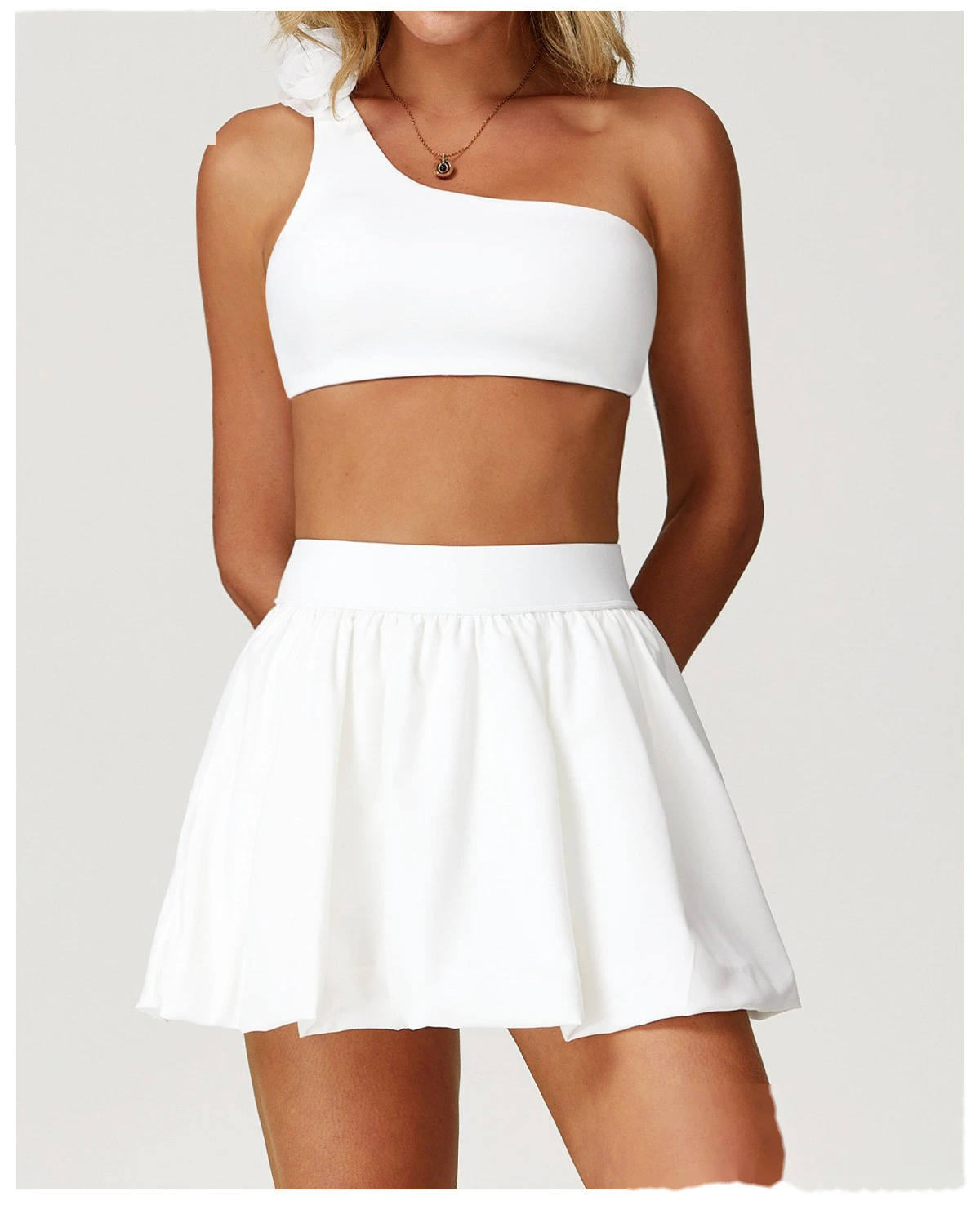 Tennis short skirt anti-exposure bottoming breathable pocket fluffy skirt running short skirt detail