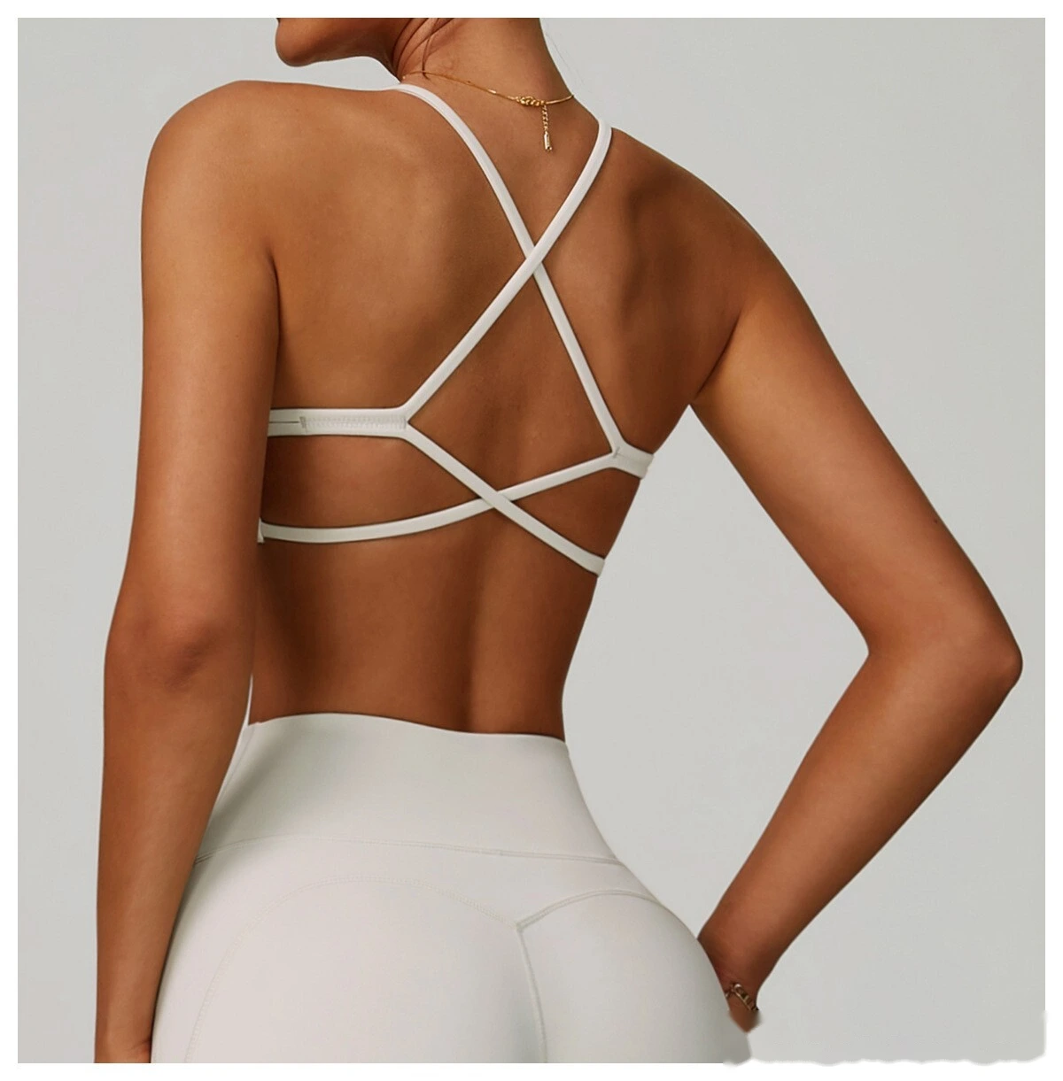 Customized yoga bra quick-drying cross-back high-strength fitness clothes leisure running sports bra detail
