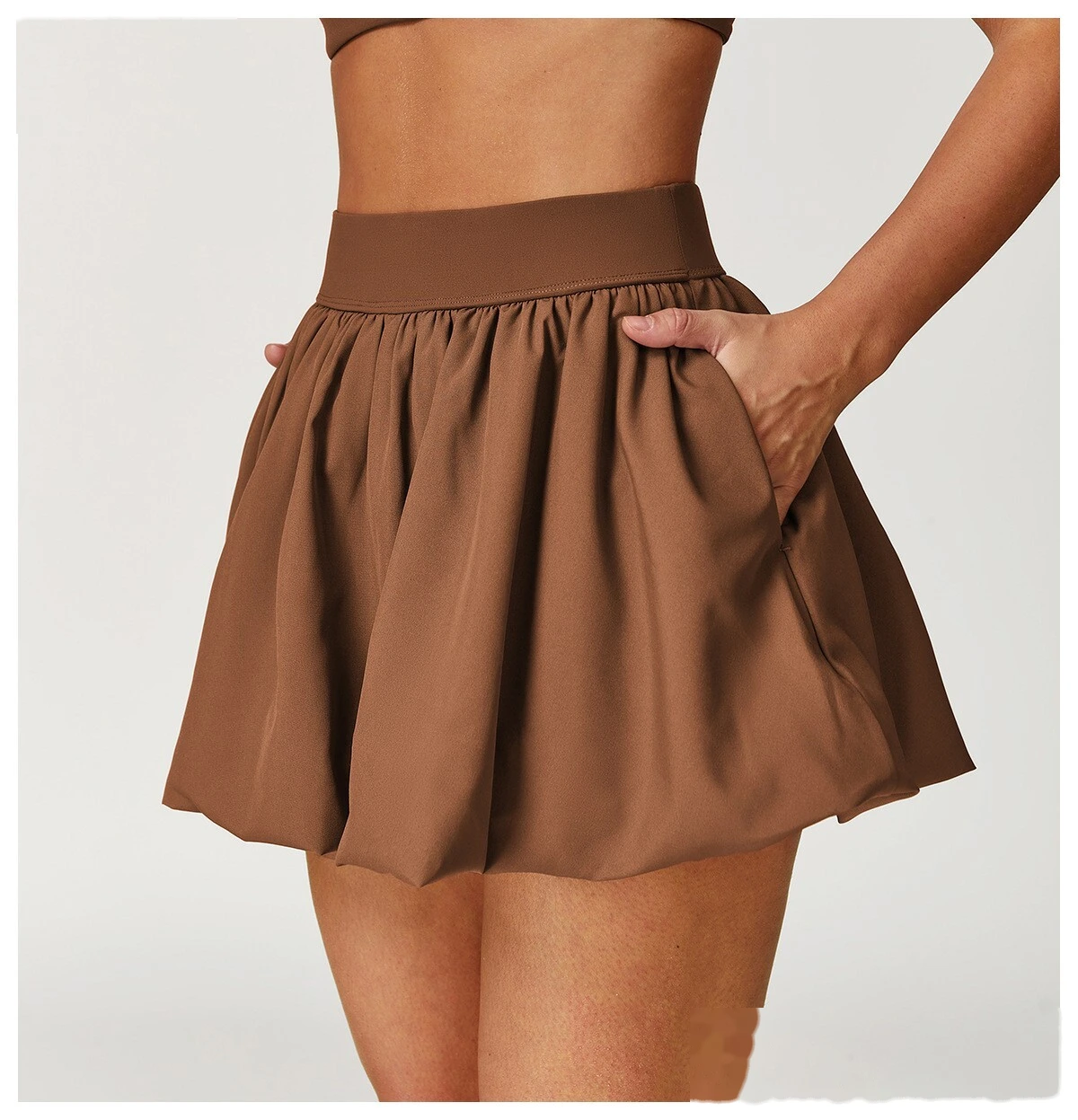 Tennis short skirt anti-exposure bottoming breathable pocket fluffy skirt running short skirt detail